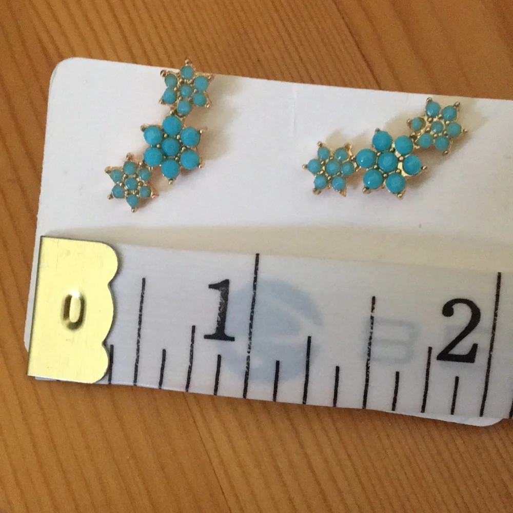 Dainty Turquoise Boho Flower+ Gold Earrings